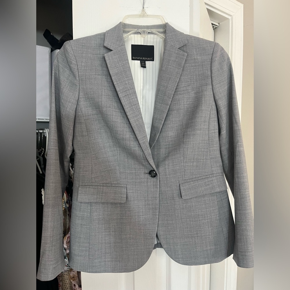 Banana Republic Light Gray Women's Blazer Petite 00